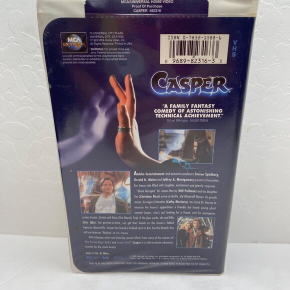 Vintage Casper VHS Tape Plastic Clamshell Case Bill Pullman Ricci Family film - Picture 2 of 10